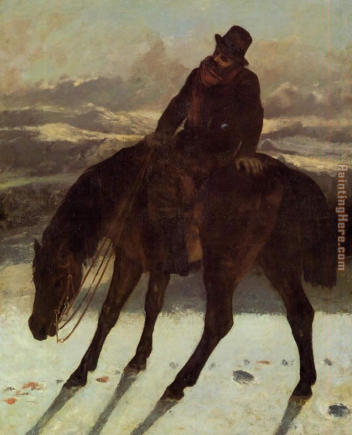 Hunter on Horseback painting - Gustave Courbet Hunter on Horseback art painting